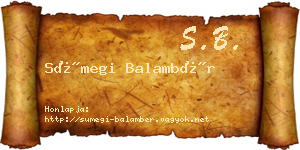 Sümegi Balambér névjegykártya